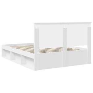 Rám postele s čelo Bílá 150 x 200 cm Masivní borové dřevo - obrázek 9