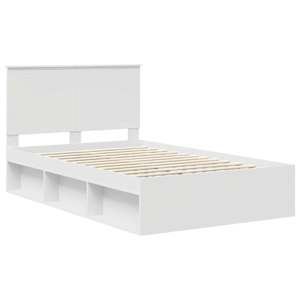 Rám postele s čelo Bílá 120 x 200 cm Masivní borové dřevo - obrázek 4