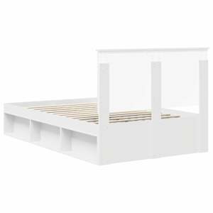 Rám postele s čelo Bílá 120 x 200 cm Masivní borové dřevo - obrázek 9