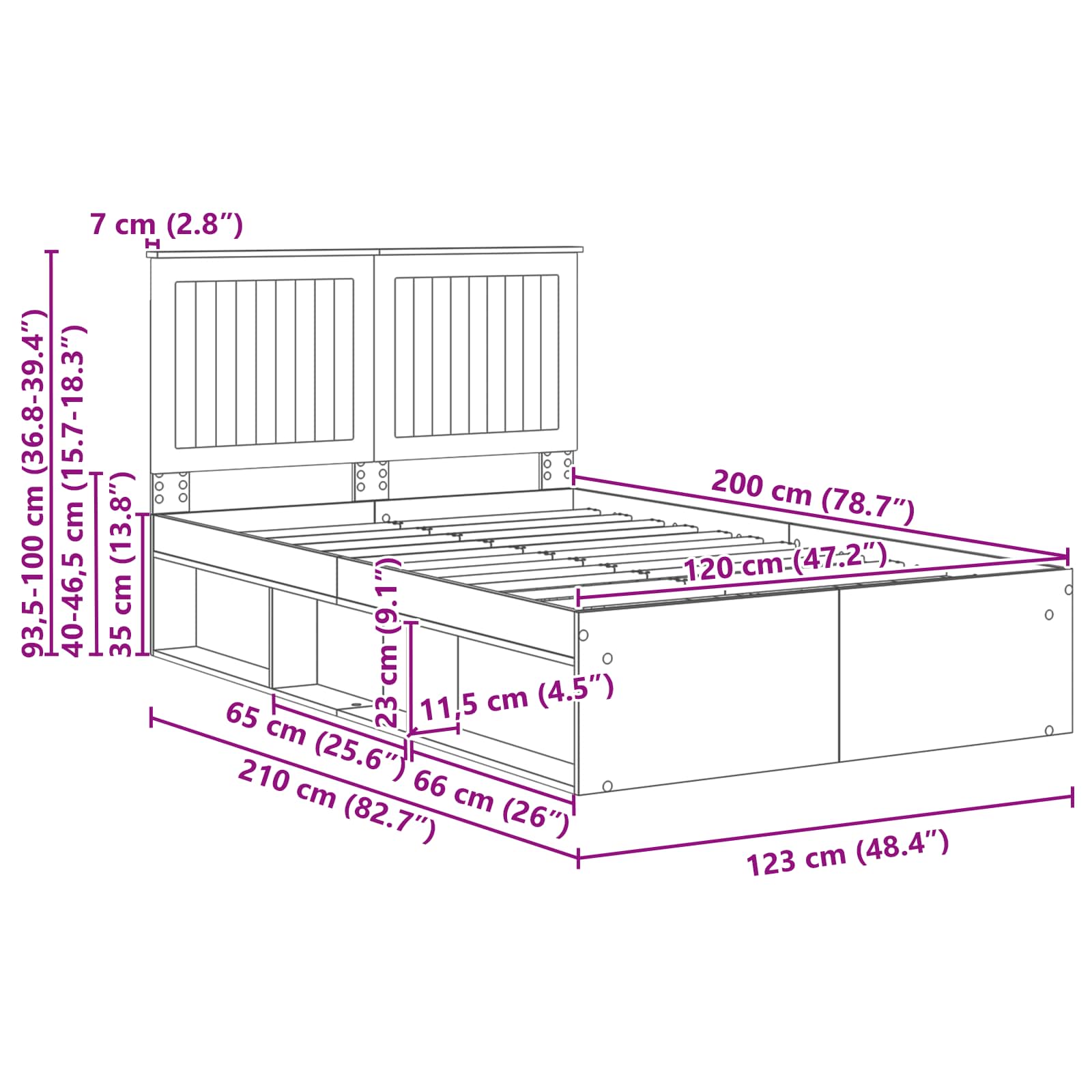 Bedframe Grijs Sonoma 120 x 200 cm Massief grenenhout image 13