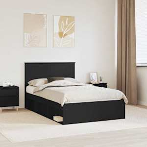 Konstrukcija postelje Črna 120 x 190 cm Masivno borovo les