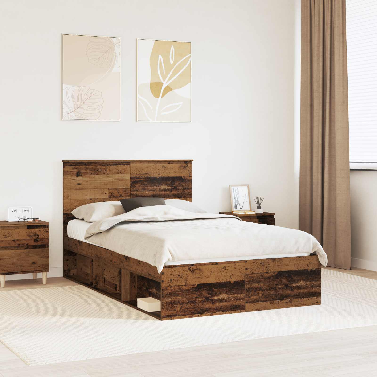 vidaXL Cadru de pat Lemn vechi 120 x 190 cm Lemn de pin masiv