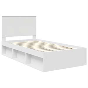 Rám postele s čelo Bílá 100 x 200 cm Masivní borové dřevo - obrázek 4
