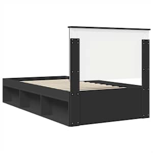 Rám postele s čelo Černá 100 x 200 cm Masivní borové dřevo - obrázek 9