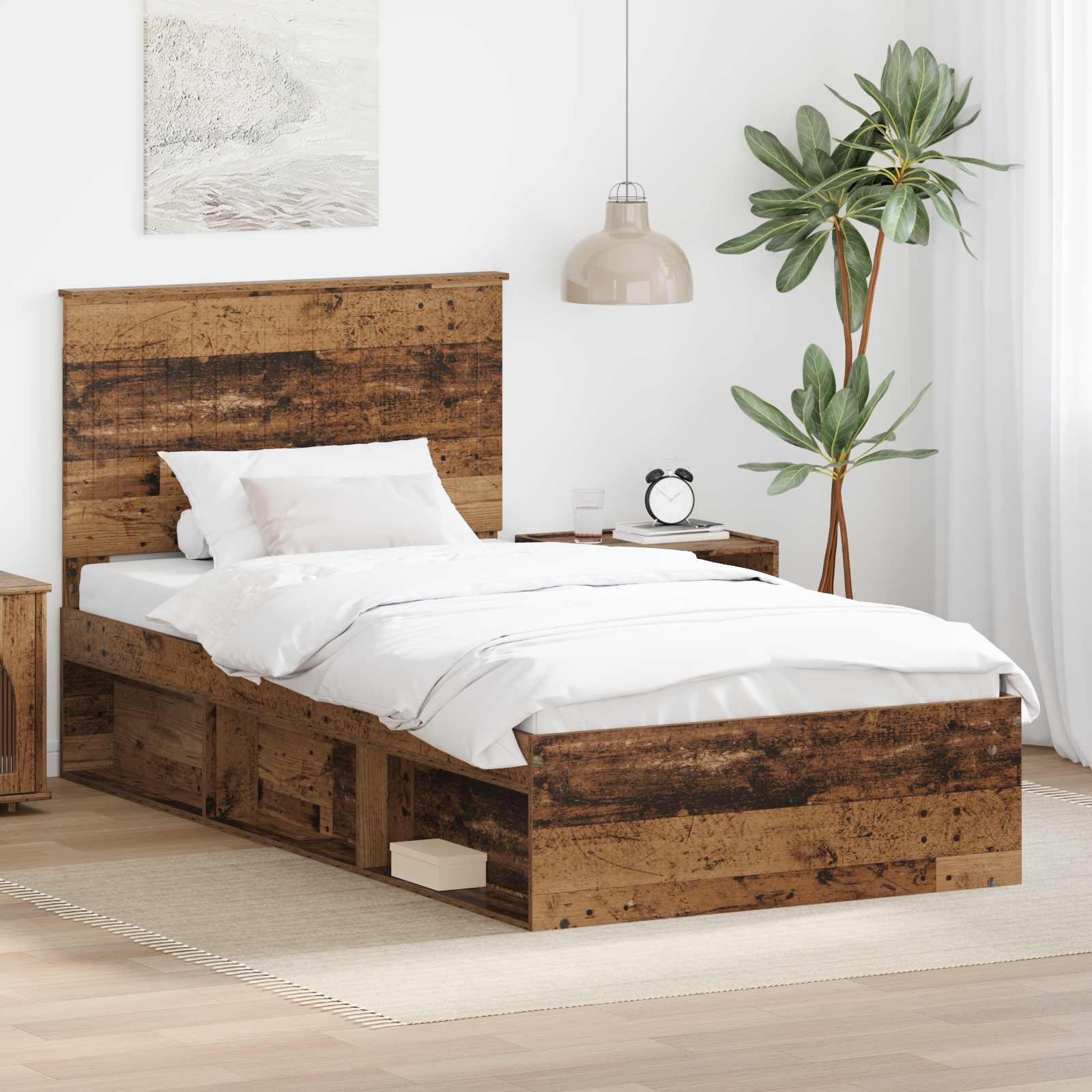 vidaXL Cadru de pat Lemn vechi 100 x 200 cm Lemn de pin masiv