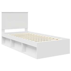Rám postele s čelo Bílá 90 x 200 cm Masivní borové dřevo - obrázek 4
