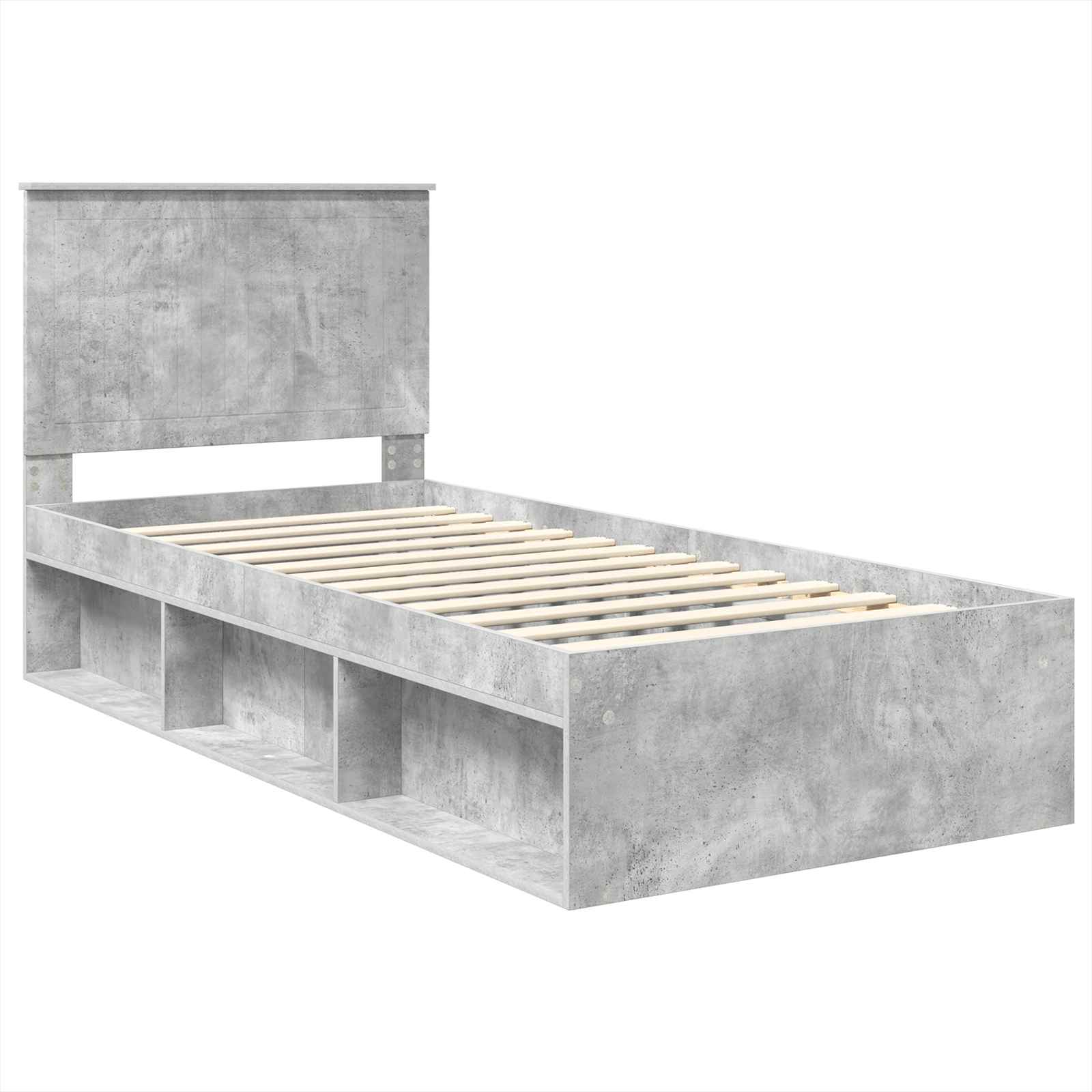 Bedframe met hoofdeinde Beton 90 x 200 cm Massief grenenhout image 4