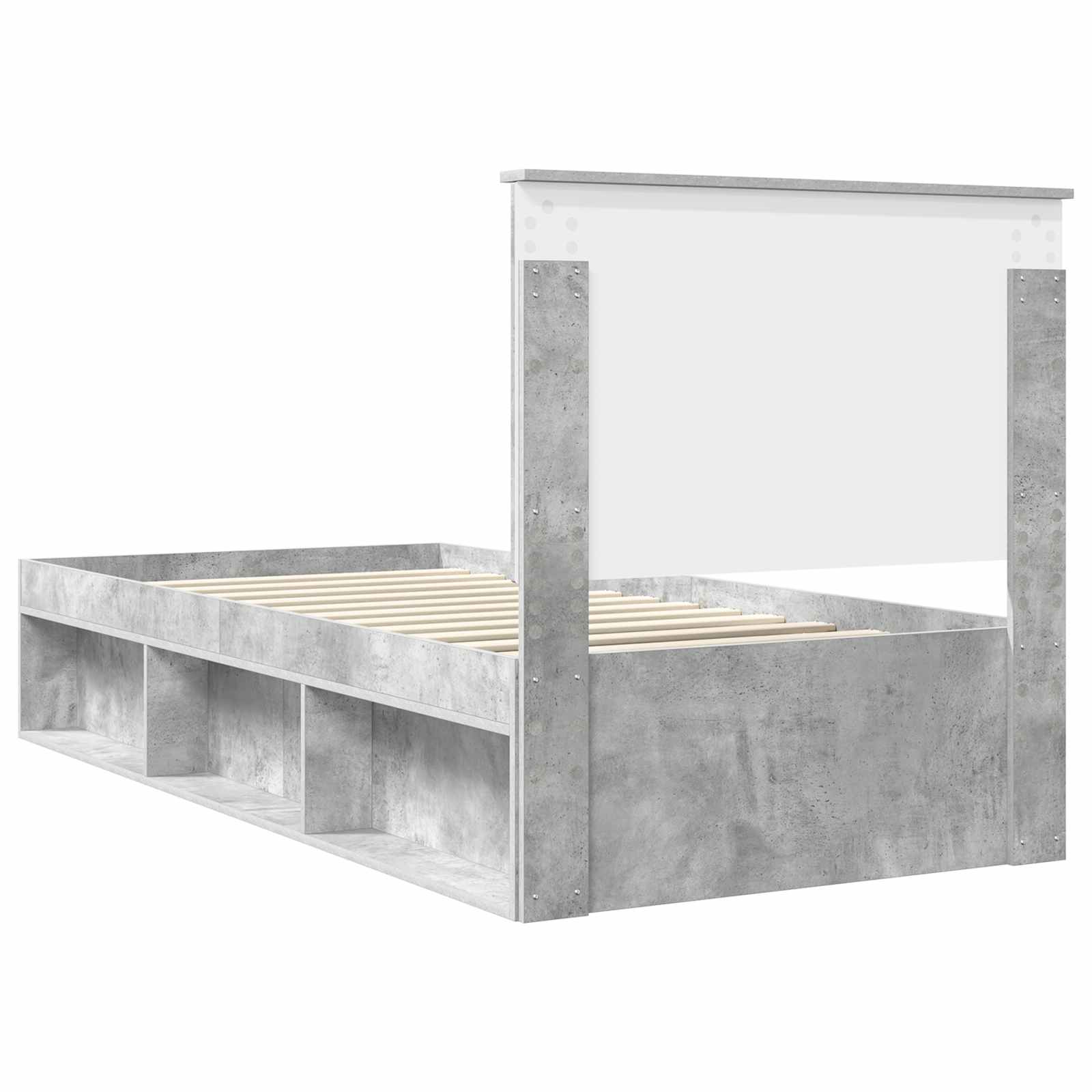 Bedframe met hoofdeinde Beton 90 x 200 cm Massief grenenhout image 9