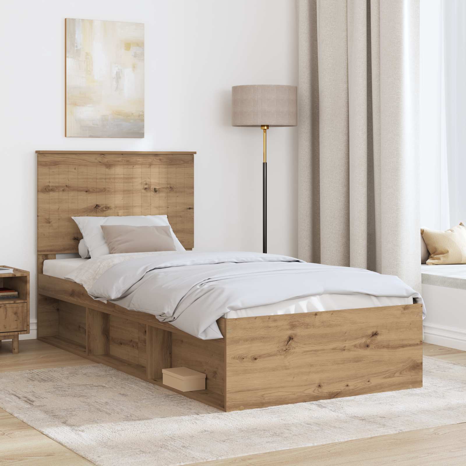 Bedframe Ambachtelijk eiken 90 x 200 cm Massief grenenhout | luizaXL | Dé meubelwinkel voor elk interieur Bedframe Ambachtelijk eiken 90 x 200 cm Massief grenenhout - Afbeelding 3
