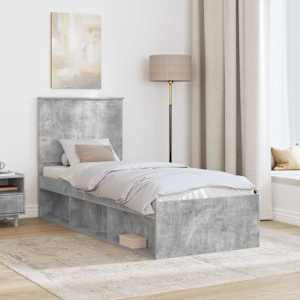Rám postele Betonově šedá 75 x 190 cm Masivní borové dřevo - obrázek 3
