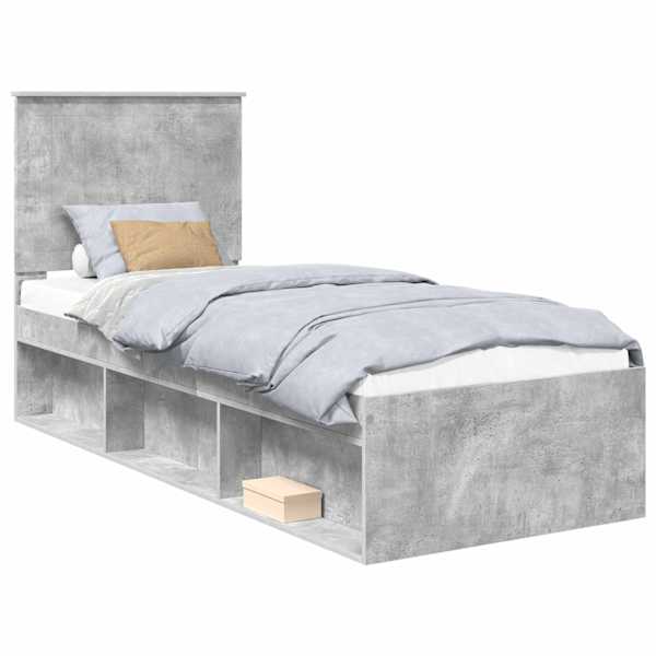 vidaXL Voodi raam peaga Betoonhall 75 x 190 cm Tahke m&auml;nd