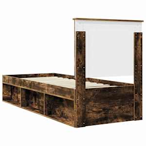 Rám postele s čelo Kouřový dub 75 x 190 cm Masivní borové dřevo - obrázek 9