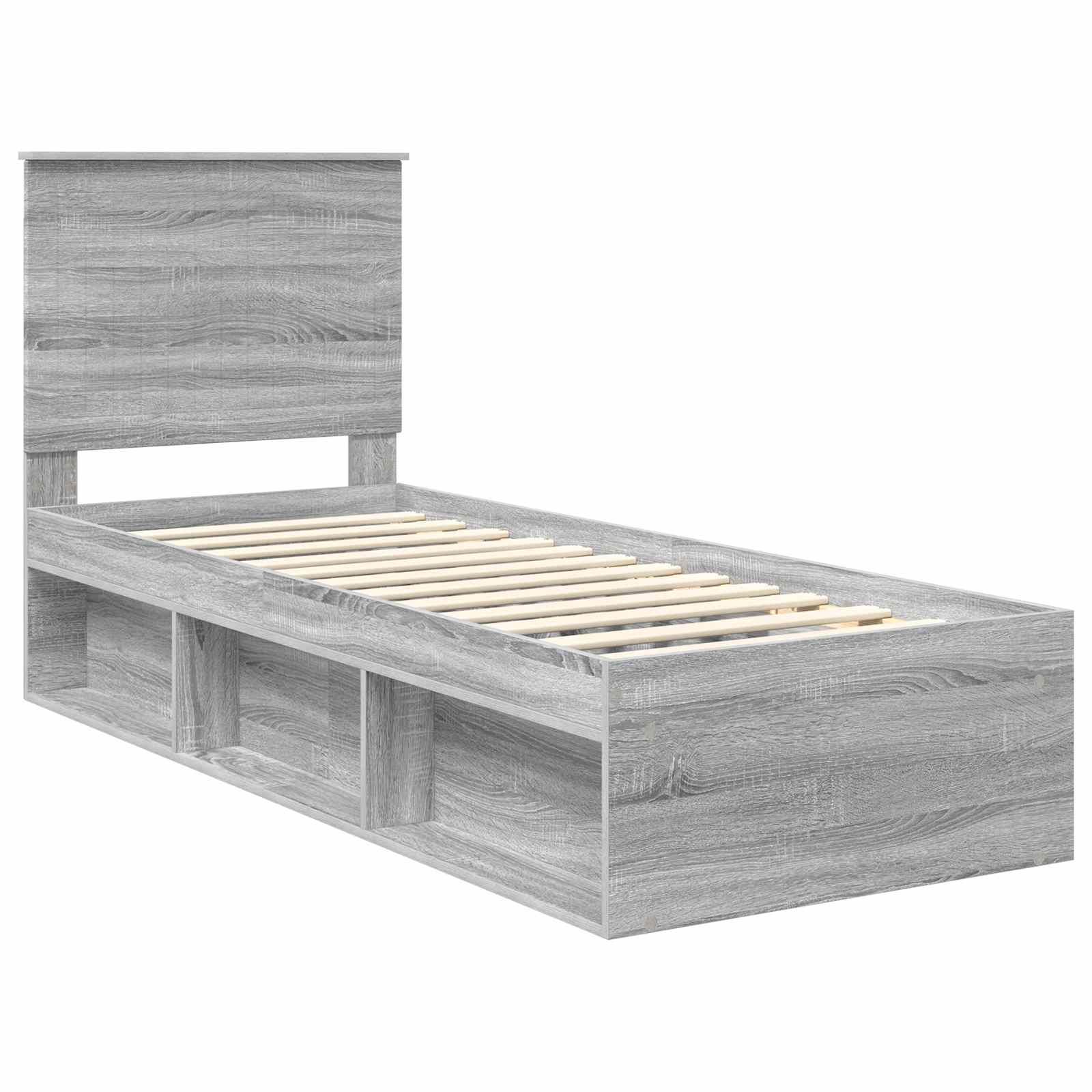 Bedframe Grijs Sonoma 75 x 190 cm Massief grenenhout image 4