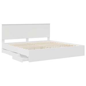 Rám postele se zásuvkou Bílá 200 x 200 cm Inženýrské dřevo - obrázek 5