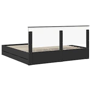 Rám postele se zásuvkou Černá 200 x 200 cm Inženýrské dřevo - obrázek 10