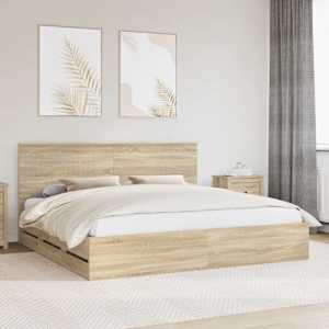 Rám postele s čelo Sonoma dub 200 x 200 cm Inženýrské dřevo - obrázek 1