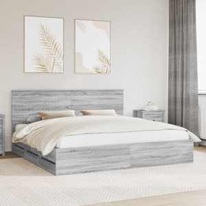 Rám postele s čelo Šedá Sonoma 200 x 200 cm Inženýrské dřevo - obrázek 1