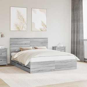 Konstrukcija postelje z vzglavjem Siva Sonoma 160 x 200 cm