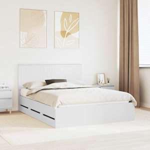 Konstrukcija postelje Bela 150 x 200 cm Inženirsko leseno