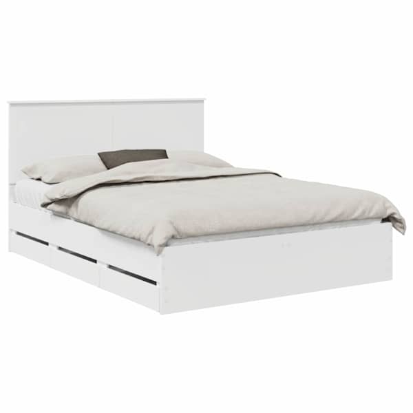 vidaXL Voodi raam sahtliga peaga Valge 150 x 200 cm Inseneripuit