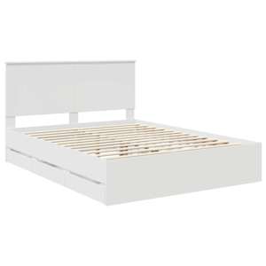 Rám postele se zásuvkou Bílá 150 x 200 cm Inženýrské dřevo - obrázek 4