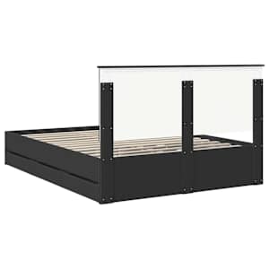 Rám postele s čelo Černá 150 x 200 cm Inženýrské dřevo - obrázek 10