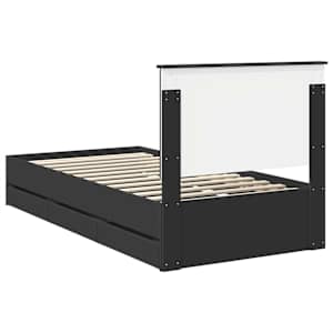 Rám postele s čelo Černá 100 x 200 cm Inženýrské dřevo - obrázek 10