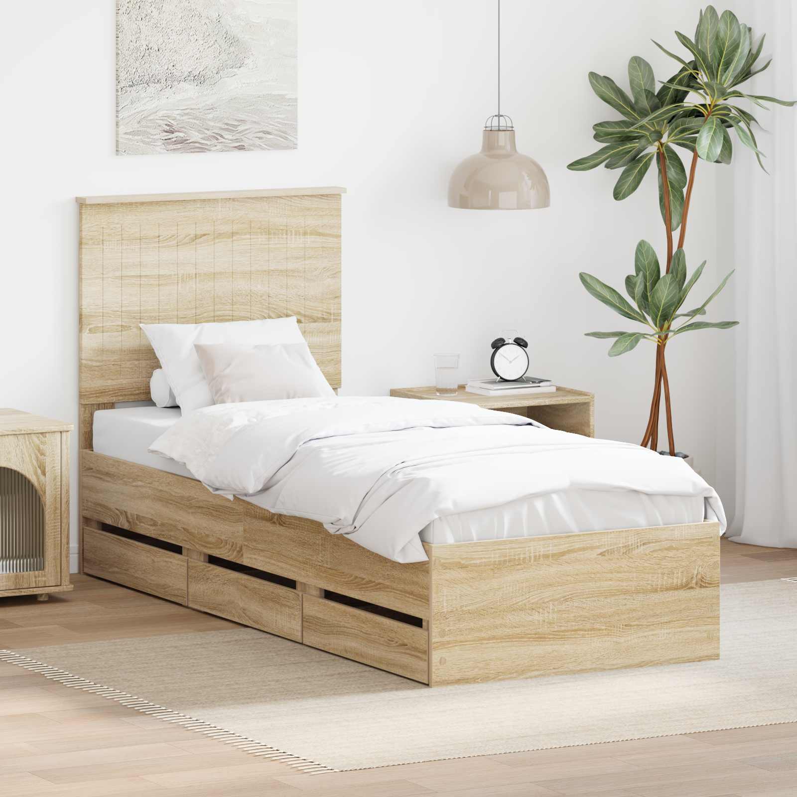 vidaXL Bettrahmen Sonoma-Eiche 75 x 190 cm Ingenieurs Holz