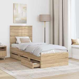 Rám postele s čelo Sonoma dub 75 x 190 cm Inženýrské dřevo - obrázek 3