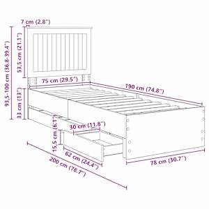 Rám postele s čelo Sonoma dub 75 x 190 cm Inženýrské dřevo - obrázek 14