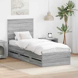 Konstrukcija postelje Siva Sonoma 75 x 190 cm Inženirsko leseno