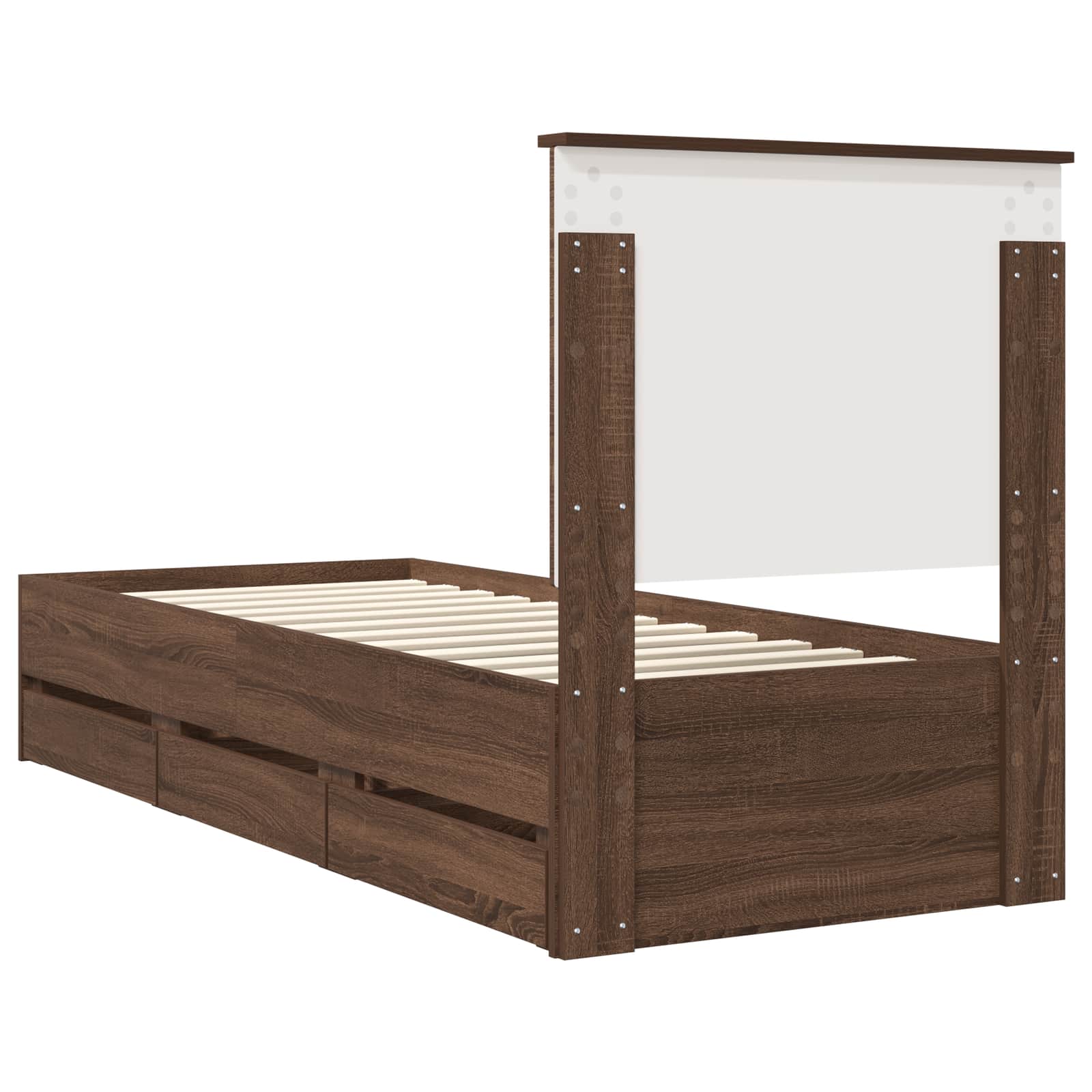 Voodi raam sahtliga peaga Pruun tamme 75 x 190 cm Inseneripuit 10 Kõik vajalik sinu aeda ja koju! Voodi raam sahtliga peaga Pruun tamme 75 x 190 cm Inseneripuit - Image 10