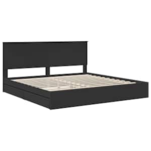 Postel s úložným prostorem Černá 200 x 200 cm kompozitní dřevo - obrázek 4