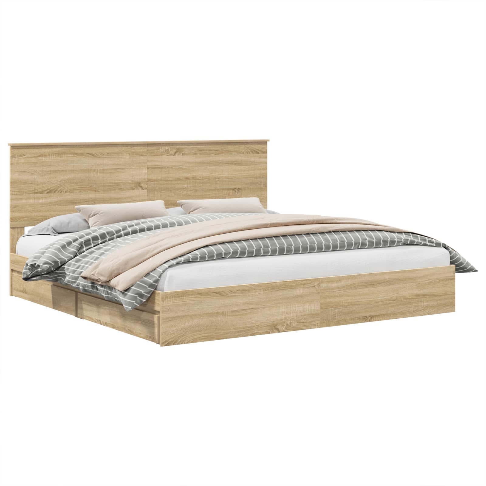 Laos voodi peaga sahtliga Sonoma tamm 200 x 200 cm Tehispuit 2 Kõik vajalik sinu aeda ja koju! Laos voodi peaga sahtliga Sonoma tamm 200 x 200 cm Tehispuit - Image 2