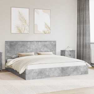 Postel s úložným prostorem s čelo Betonově šedá 200 x 200 cm - obrázek 1