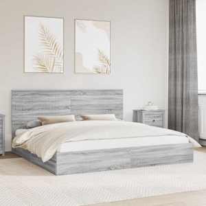 Postel s úložným prostorem s čelo Šedá Sonoma 200 x 200 cm - obrázek 1