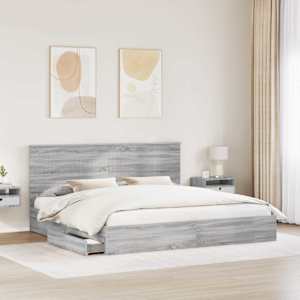 Postel s úložným prostorem s čelo Šedá Sonoma 200 x 200 cm - obrázek 3