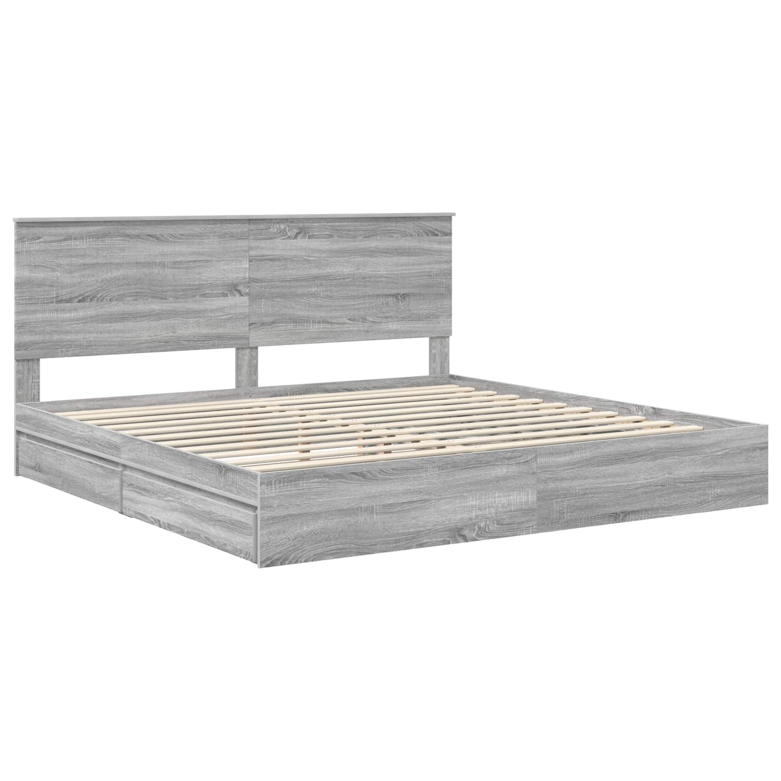 Opslag bed met lade Grijs Sonoma 200 x 200 cm Bewerkt hout | luizaXL | Dé meubelwinkel voor elk interieur Opslag bed met lade Grijs Sonoma 200 x 200 cm Bewerkt hout - Afbeelding 4