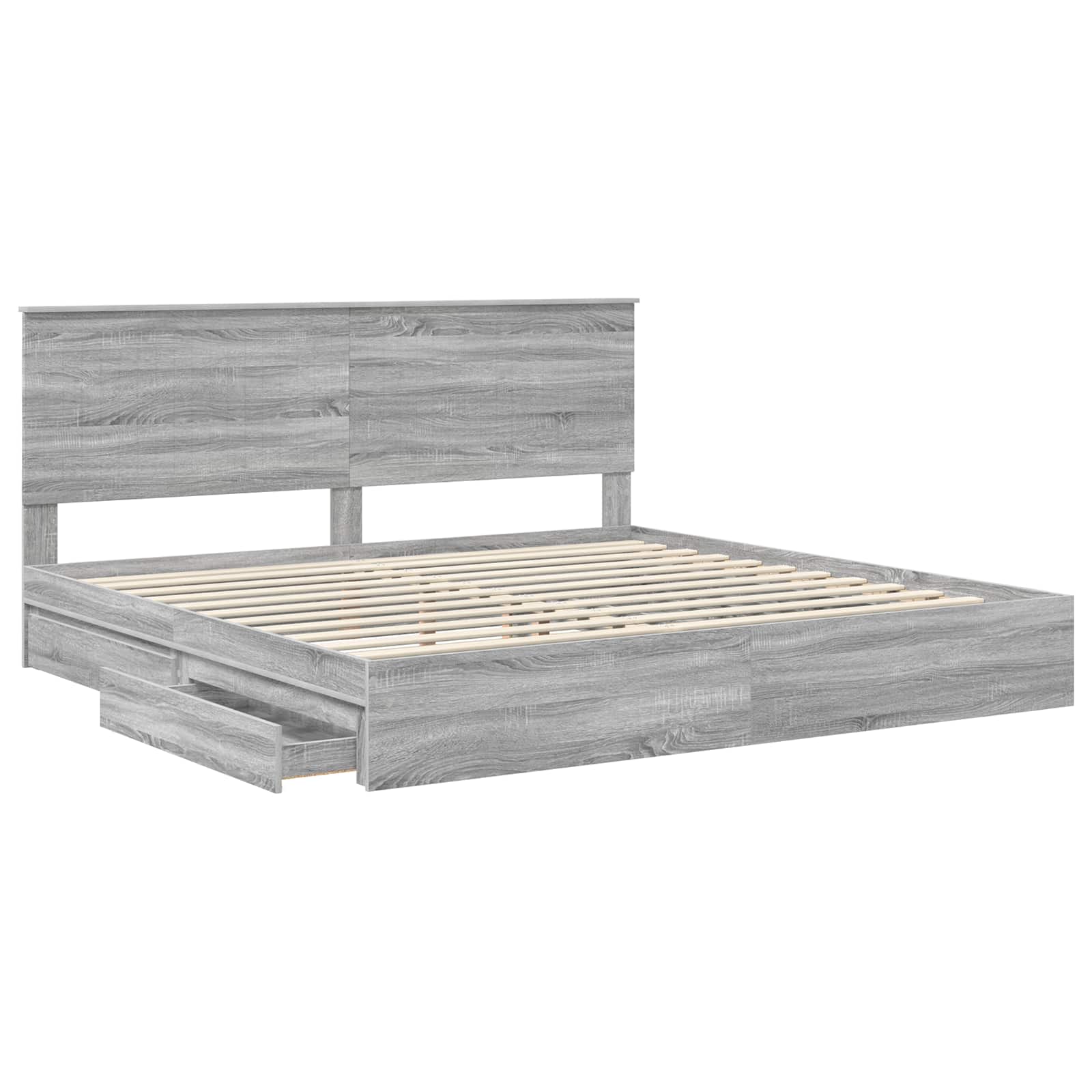 Opslag bed met lade Grijs Sonoma 200 x 200 cm Bewerkt hout | luizaXL | Dé meubelwinkel voor elk interieur Opslag bed met lade Grijs Sonoma 200 x 200 cm Bewerkt hout - Afbeelding 5