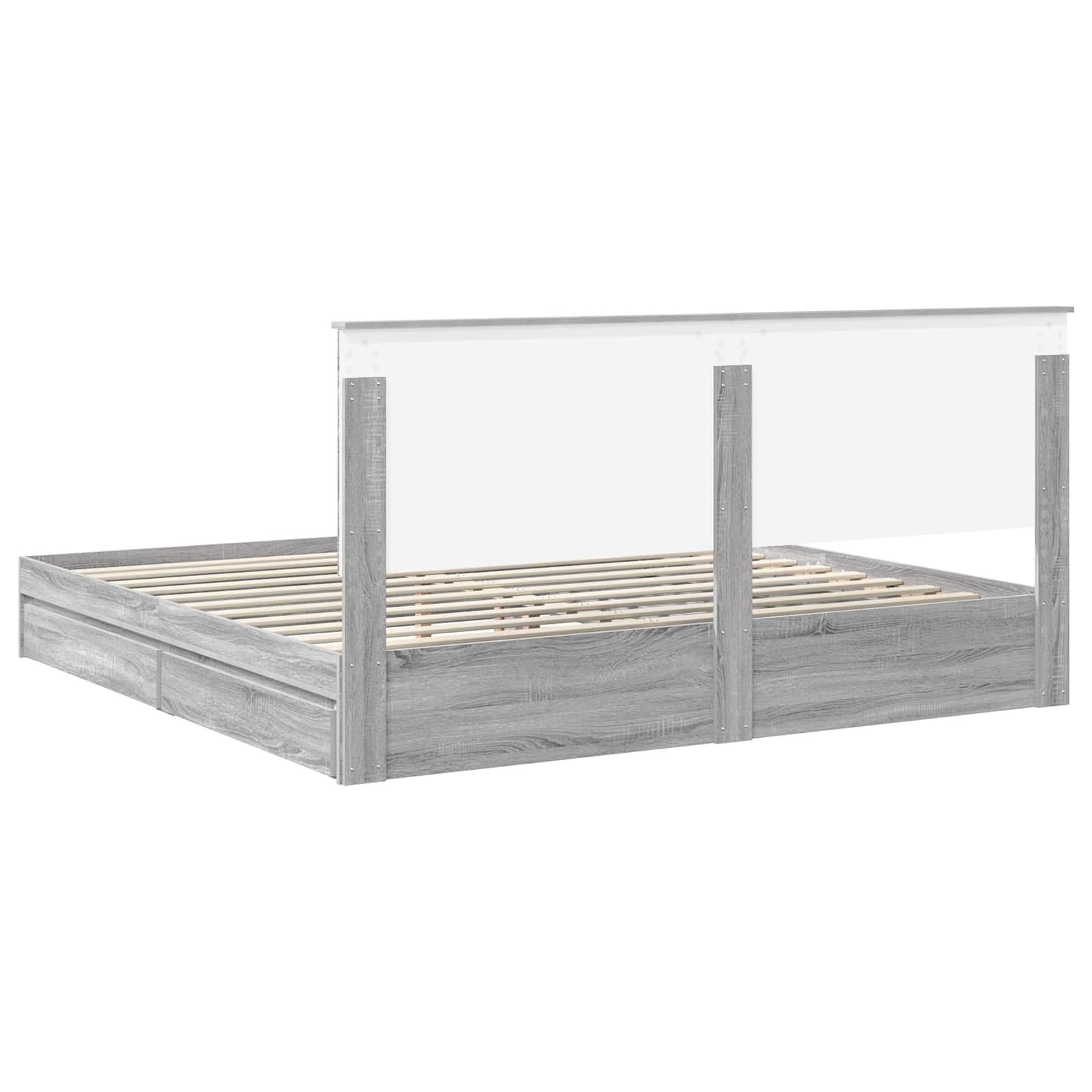 Opslag bed met lade Grijs Sonoma 200 x 200 cm Bewerkt hout | luizaXL | Dé meubelwinkel voor elk interieur Opslag bed met lade Grijs Sonoma 200 x 200 cm Bewerkt hout - Afbeelding 10