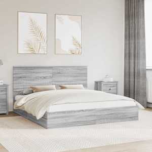 Postel s úložným prostorem s čelo Šedá Sonoma 180 x 200 cm - obrázek 1