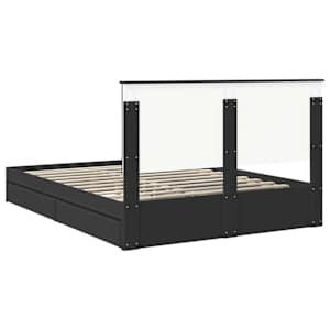 Postel s úložným prostorem Černá 150 x 200 cm kompozitní dřevo - obrázek 10