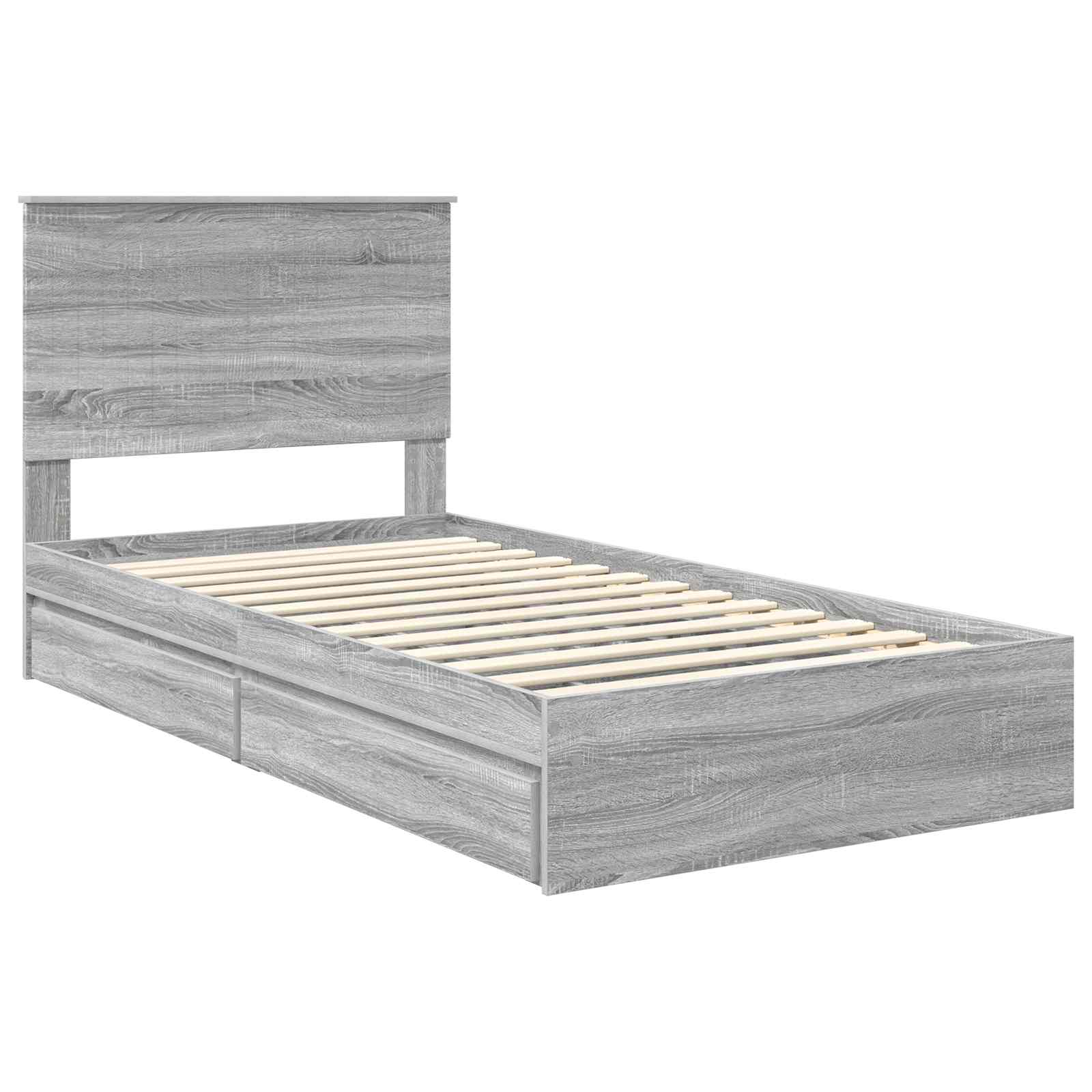 Säilytyssänky päätyllä Harmaa Sonoma 100 x 200 cm Tekninen puu - Image 4