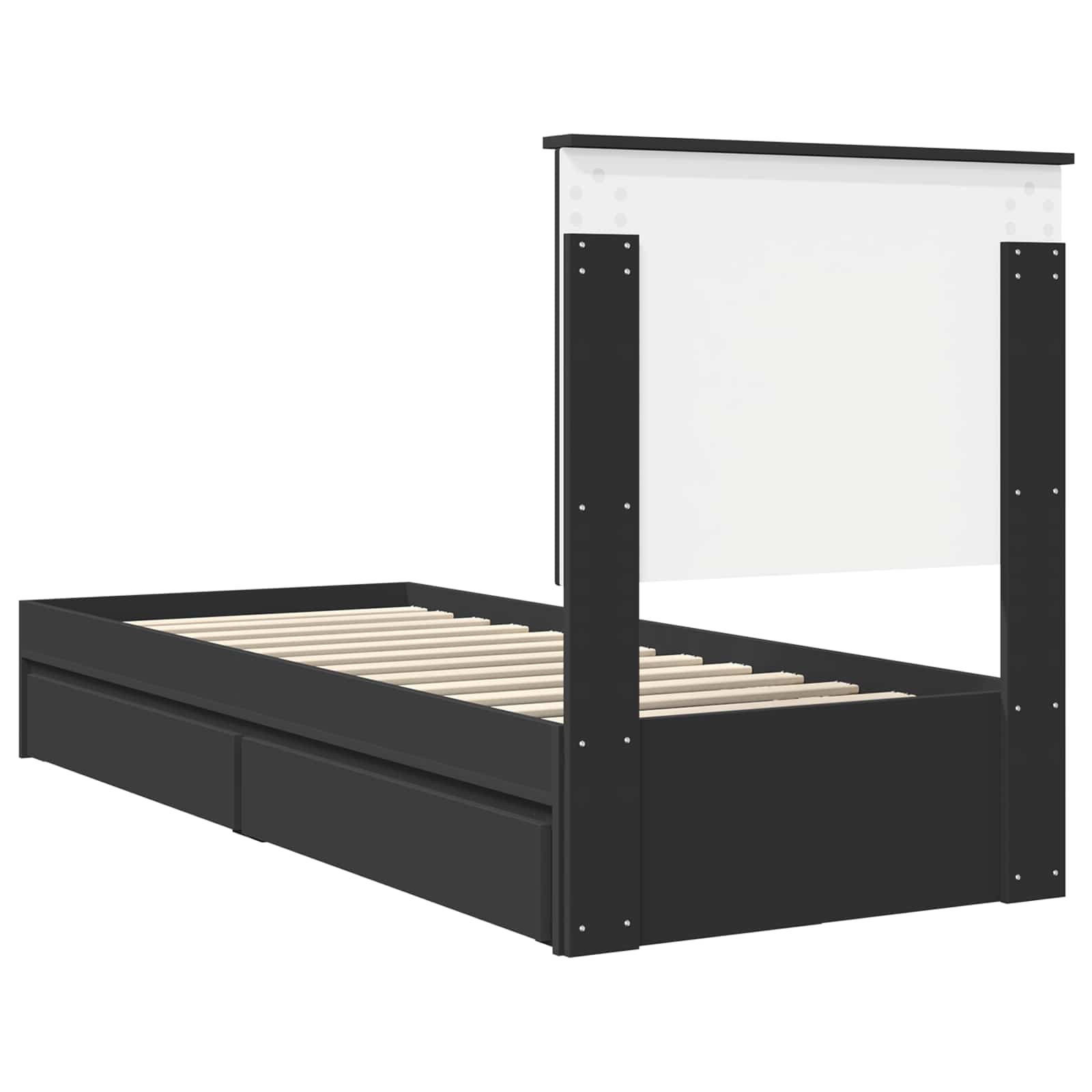 Laos voodi peaga sahtliga Must 75 x 190 cm Tehispuit 10 Kõik vajalik sinu aeda ja koju! Laos voodi peaga sahtliga Must 75 x 190 cm Tehispuit - Image 10