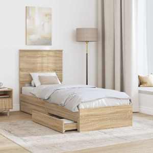 Postel s úložným prostorem s čelo Sonoma dub 75 x 190 cm - obrázek 3