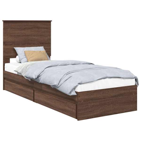 vidaXL Laos voodi sahtliga peaga Pruun tamme 75 x 190 cm Tehispuit
