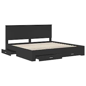 Rám postele Černá a stříbrná 200 x 200 cm kompozitní dřevo - obrázek 5