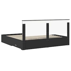 Rám postele Černá a stříbrná 200 x 200 cm kompozitní dřevo - obrázek 10