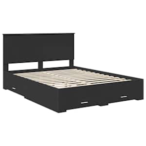 Rám postele Černá a stříbrná 150 x 200 cm kompozitní dřevo - obrázek 4