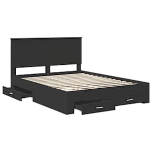 Rám postele Černá a stříbrná 150 x 200 cm kompozitní dřevo - obrázek 5